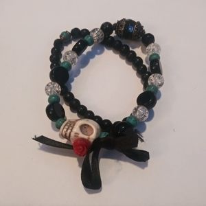 Bohemian Skull Bracelet Set/Pair - Blue, Black, Red